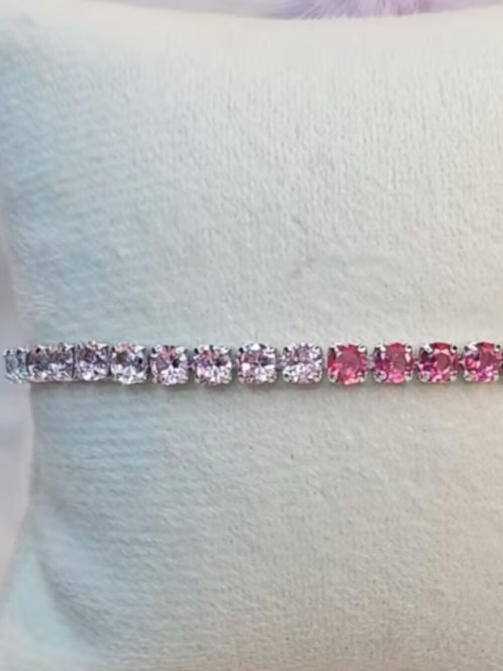 Pink Ombré CZ rhodium plated bracelet